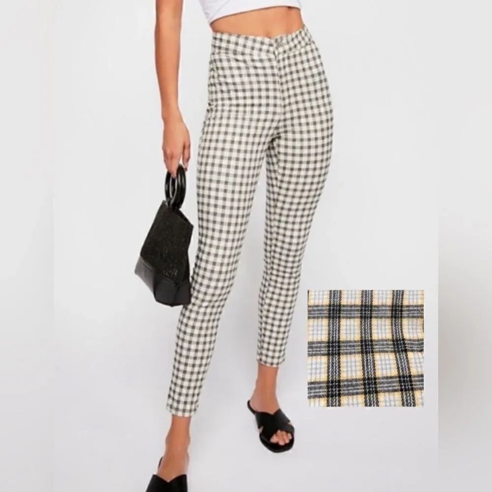 Free people belle skinny plaid trouser pant 26